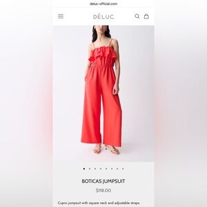 DÈLUC boticas Ruffle Strap Jumpsuit. NWT size large. 118 retail on site now